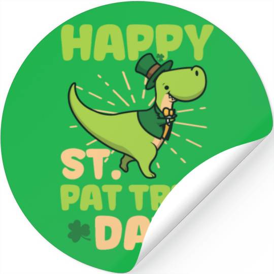 Funny St Patricks Day Happy St. Pat T-Rex Day Stickers