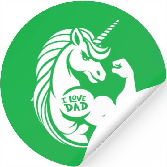 Unicorn I Love Dad Stickers