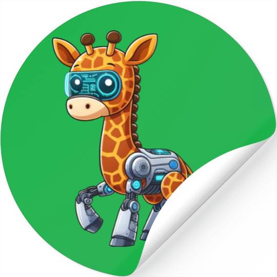 Cool robot giraffe is a cyborg Stickers