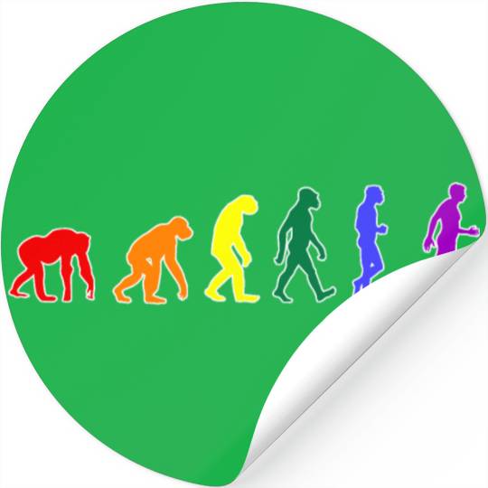 Rainbow Evolution (White Outline) Stickers