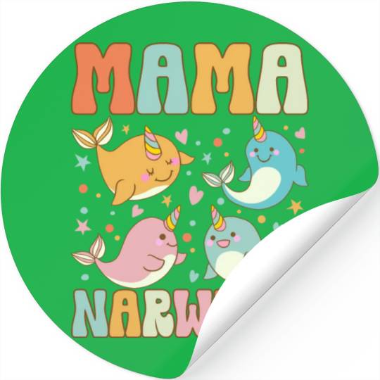 Groovy Narwhal Mom Narwhal Lover Stickers