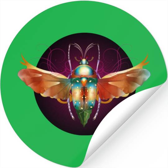 imaginative colorful shimmering insect with wings Stickers