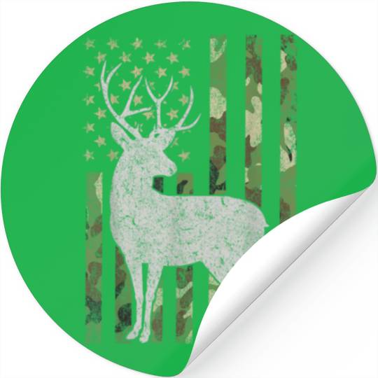 Camo USA Flag Deer Elk Stickers