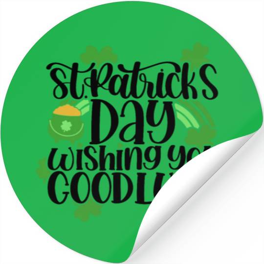 St. Patrick's Day Good Luck Stickers, Clover and Po