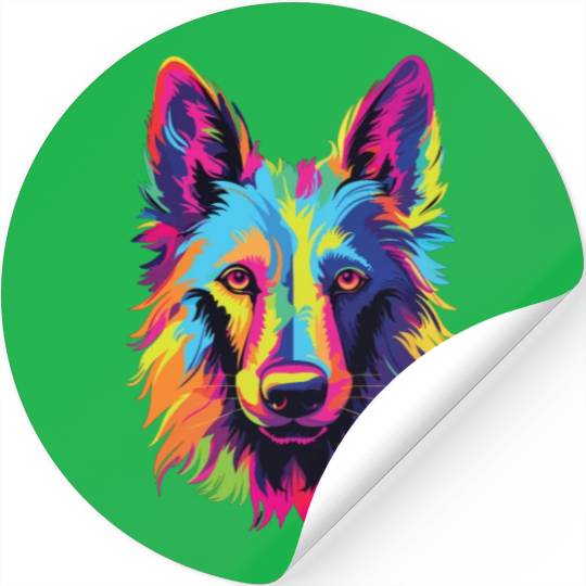 Watercolor Colorful Belgian Laekenois Stickers