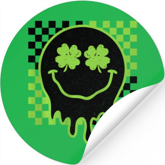 Groovy St Patricks Day Retro Smile Face Stickers