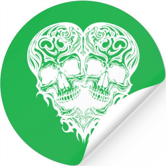 Heart Of Two Skulls T Tattoo Style Stickers
