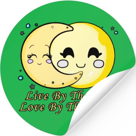 Live By The Sun Love By The Moon, Cartoon Sun Moon Stickers