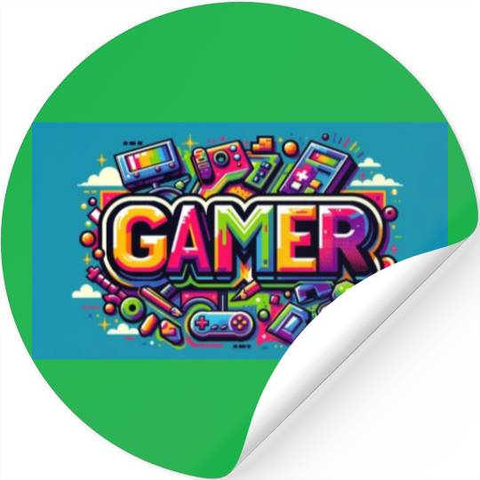 Neon Arcade Retro Gamer Stickers