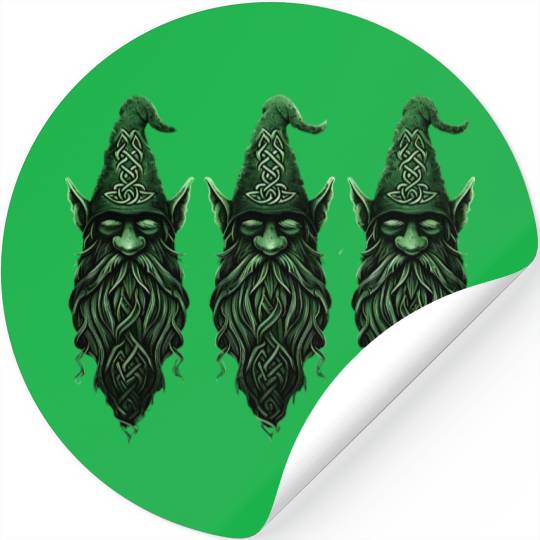 Saint Patrick's Day Mystical Bearded Druid Graphic Stickers