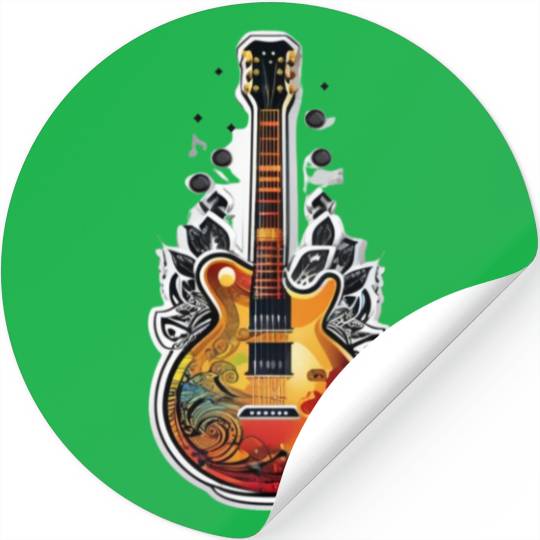 Rock Roll style guitar for those who love music Stickers