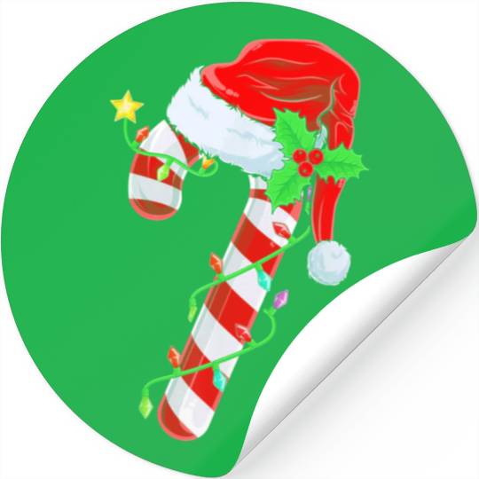 Candy Cane Crew Santa Christmas Stickers