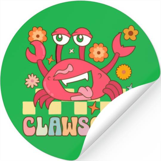 Groovy Crab Lover Seafood Lover Stickers