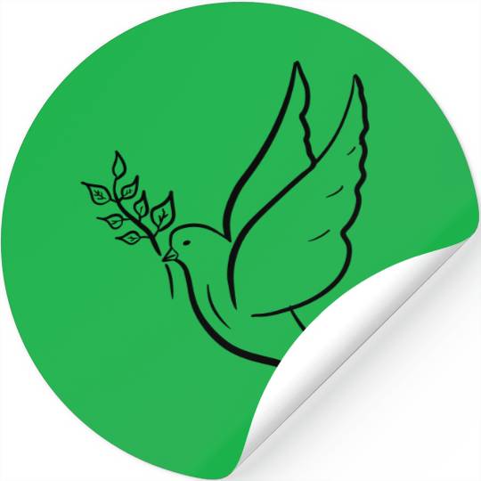 Dove of peace with olive branch drawing Hand drawn Stickers