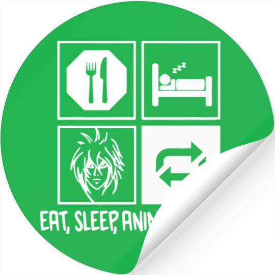 Eat Sleep Anime Repeat Stickers