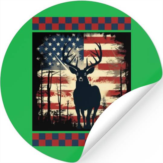 Ripped American Flag Woodland Camo Underlayer Stickers