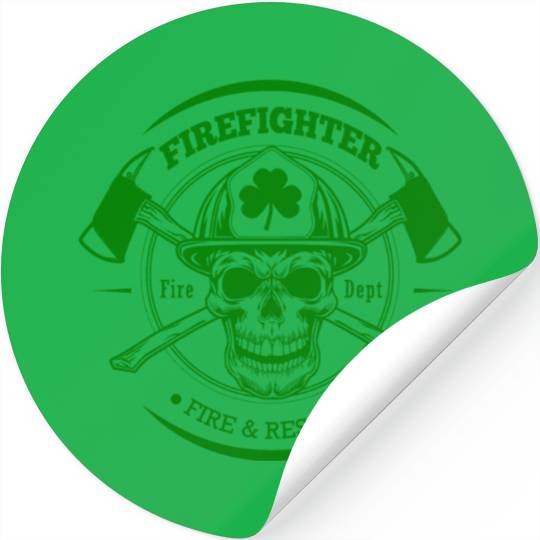 Firefighter Fire and Rescue Irish Shamrock Stickers