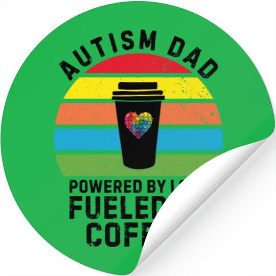 Autism dad powered by coffee sunset Stickers