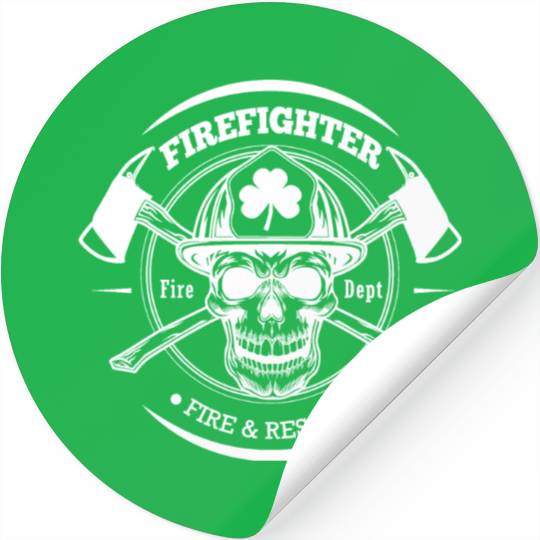 Firefighter Fire and Rescue Irish Shamrock Stickers
