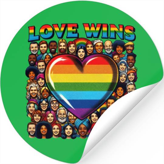 Love Wins Rainbow Heart LGBT Pride Design Stickers