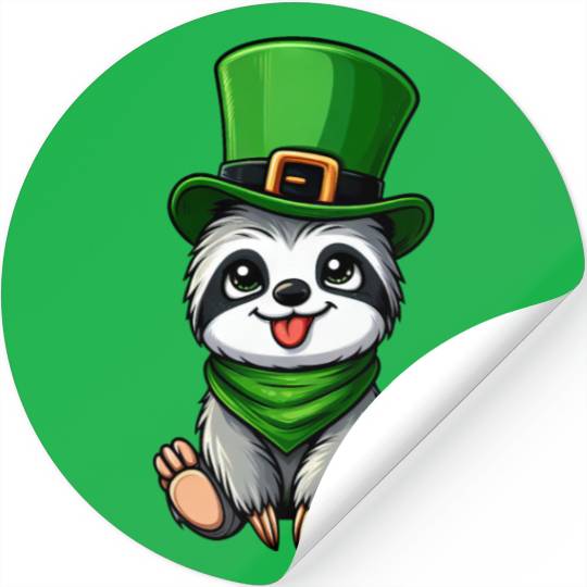 St. Patrick's Day Sloth Clumsy Cute Cartoon Design Stickers