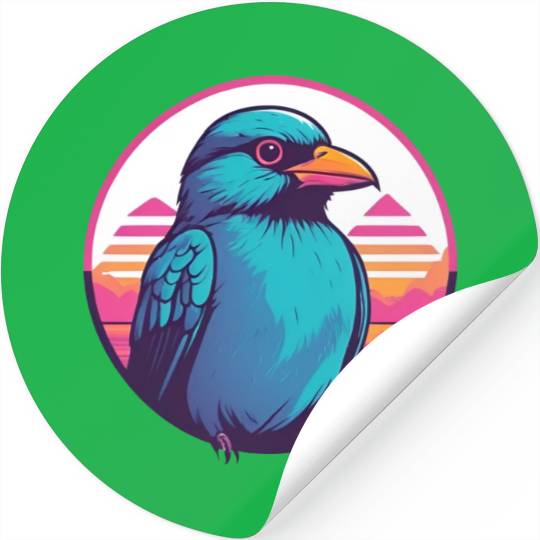 Synthwave Blue Bird 2 Stickers