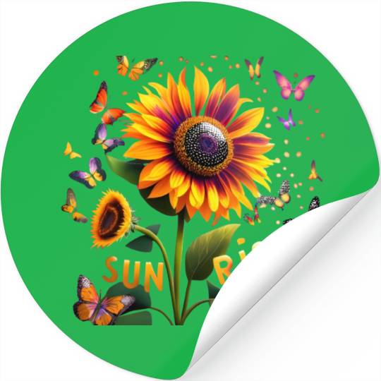 Multicoloured Sunflower at Sunrise Stickers