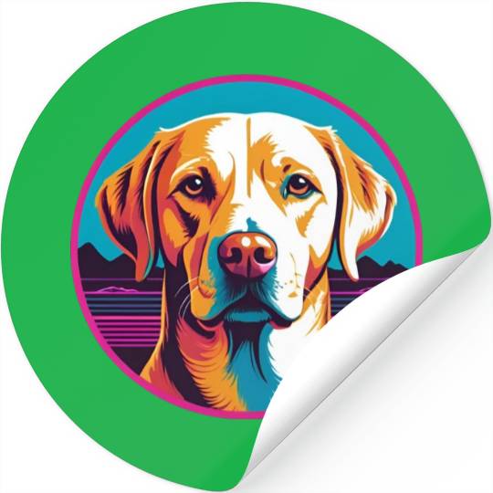 Synthwave Labrador Retriever 2 Stickers