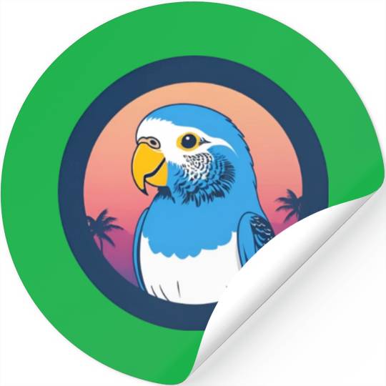 Synthwave Blue Budgie 1 Stickers