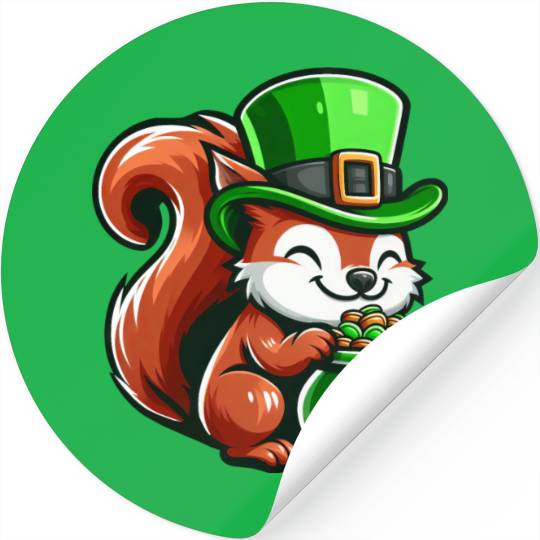 St. Patrick's Day Cute Squirrel Comic Design Stickers
