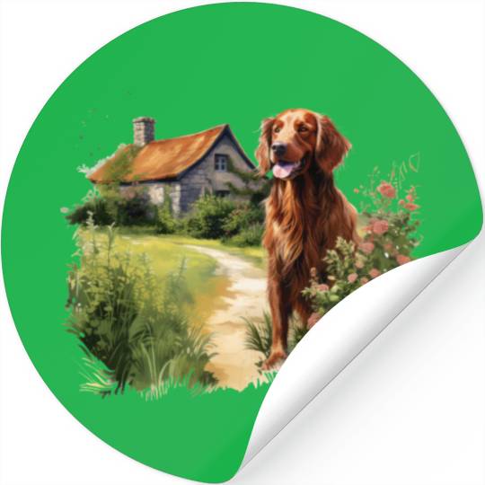 Irish Setter Emerald Dog Cottagecore Adventure Stickers