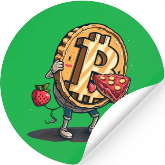 Pi day 3.14 Crypto Bitcoin Eat Strawberry Pizza Stickers