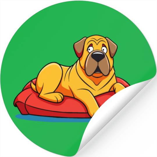 Chilled Mastiff on Plush Cushion Stickers