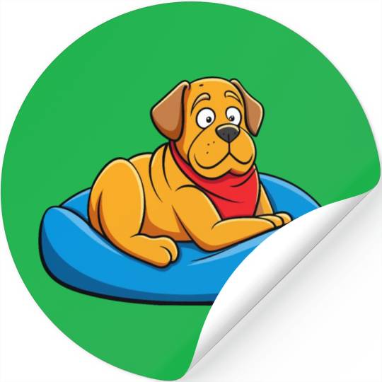 Relaxed Mastiff Lounging on Big Cushion Art Stickers