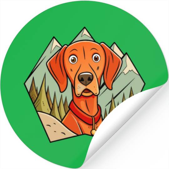 Alert Vizsla on Hike Stickers
