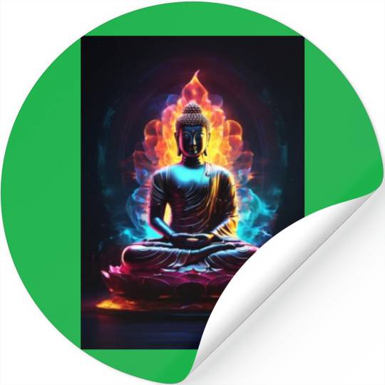 The Buddha Neon Art Stickers