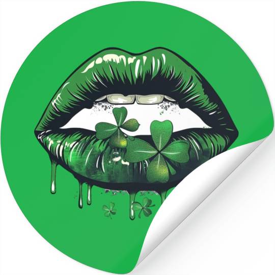 St Patrick Irish Green Lips Stickers