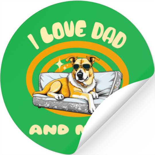 I Love Dad and Mom - Dog Stickers