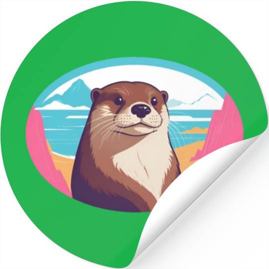 Synthwave Otter 2 Stickers