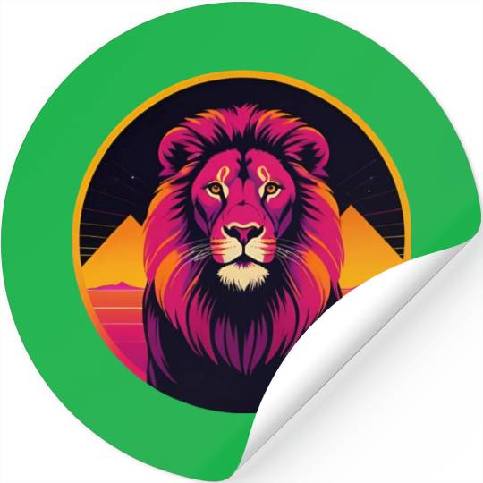 Synthwave Lion Stickers