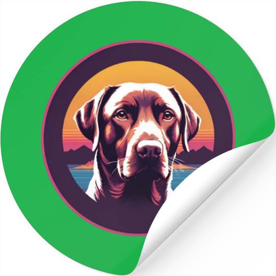 Synthwave Labrador Retriever Stickers