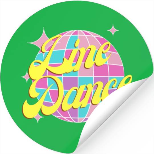 Line dance disco ball in fun neon party colors Stickers