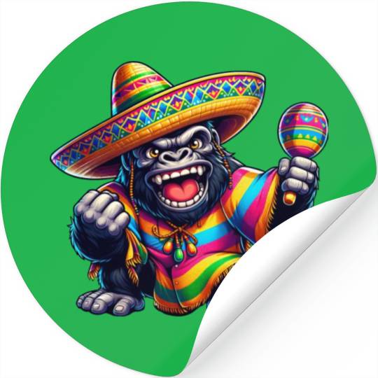 Cinco de Mayo Gorilla: Festive Design Stickers