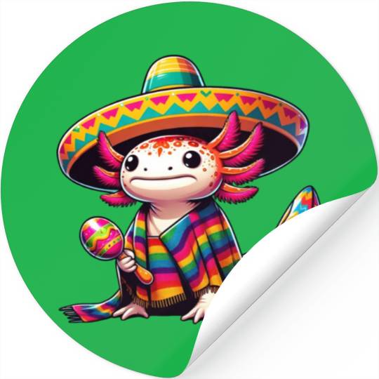Cinco de Mayo Axolotl: Celebratory Design Stickers