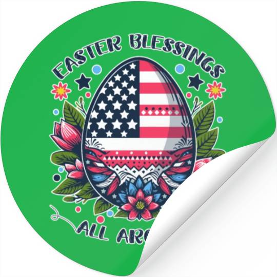 Easter Egg Flag - Easter Blessings All Around Stickers