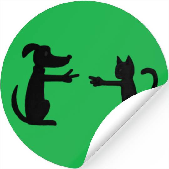 Funny dog and cat Rock-Paper-Scissors Stickers