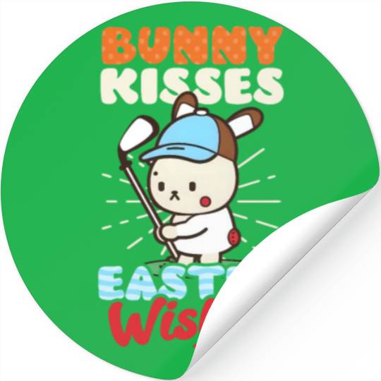 Golf Easter Bunny Kisses Easter Wishes Stickers