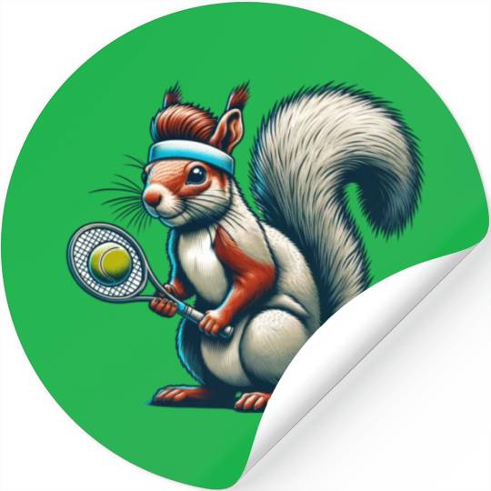 Tennis Player Squirrel Animal Lover Design Stickers