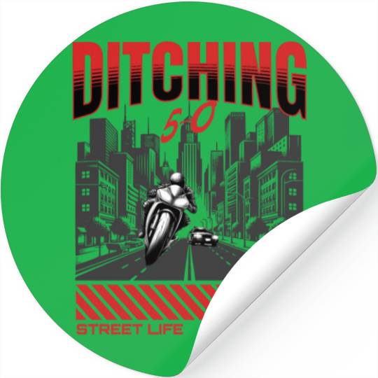 Motorcycle Races Away from a Patrol Car Stickers