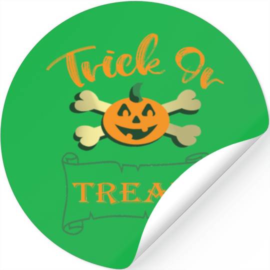 Trick or treat crossbones Halloween pumpkin Stickers